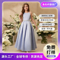 personalized girlelegance dresslonghot selling sleeveless skirtsatin waist girl clothing