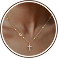 European and american style cross stainless steel necklace for women - creative geometric clavicle chain, punk hip-hop choker