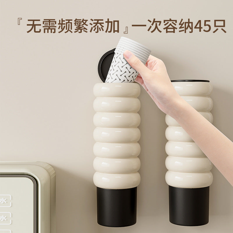 Luxury wall-mounted automatic cup dispenser for disposable cups - no drilling required, high-style design for home or office