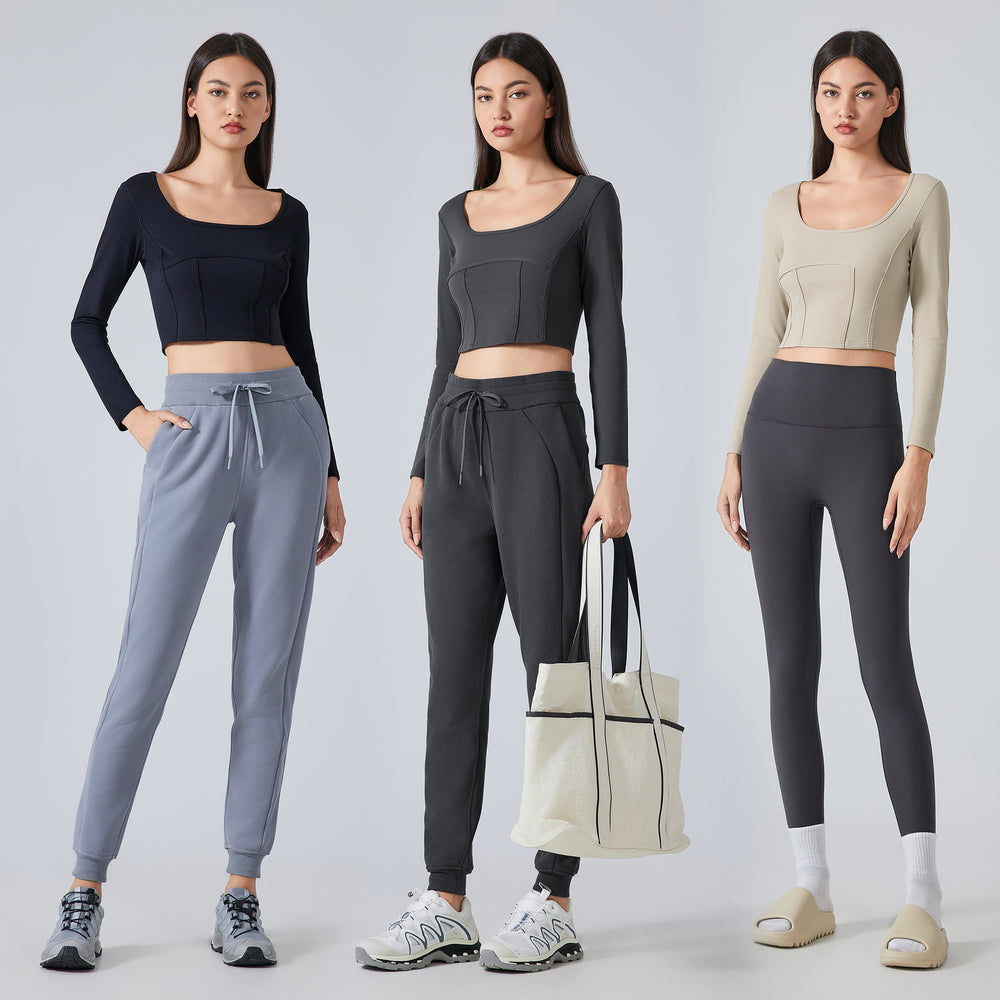 Fall and winternew arrival sports tops women's professional training running fitness long sleevesshortslimming look yoga clothes daw194