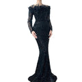 25export black one shoulder feather fishtail dress accessible luxuryeleganceelegant socialite banquet host evening dress