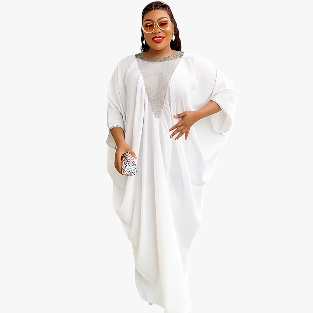 African export hot diamond plus size women's export hot diamond fake v neck skirt  fat dress
