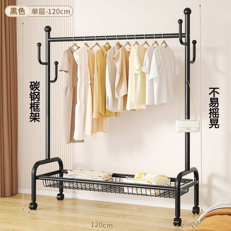 Scandinavian simple clothes drying rack indoor bedroom thickenedmovable floor-standing clothes rack clothes rack floor-standing