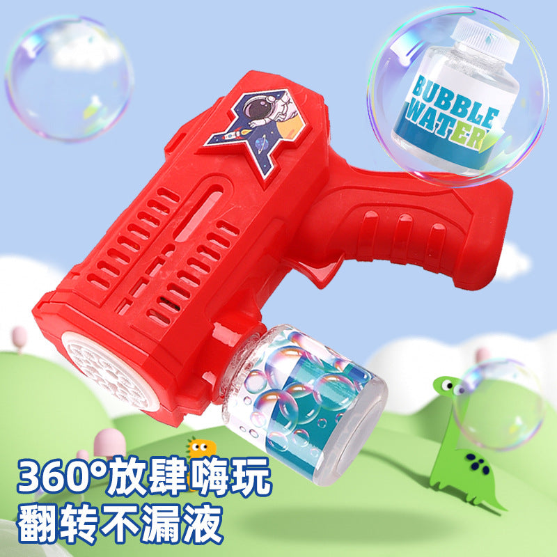 2024 new kids' automatic bubble machine with lights - transparent, handheld, leak-proof, cool mechanical bubble gun