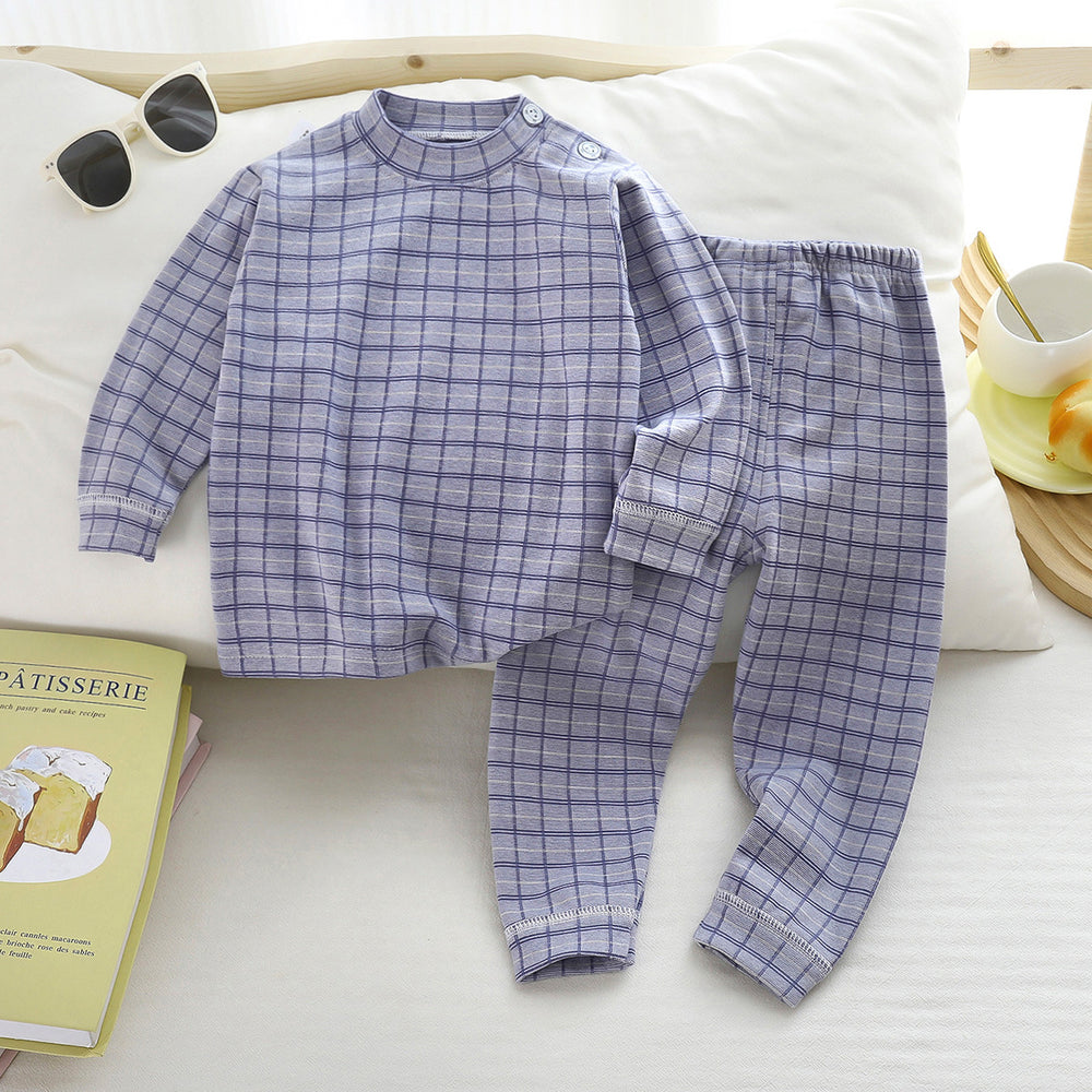 Kids german velvet home clothes suit boys and girls fall and winterheattechintimateschildren's bottom pajamas autumn clothes and long trousers