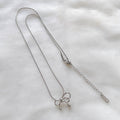 [no need to take off when taking a bath] hollow bow titanium steel necklace 2024 new trendy design hollow clavicle chain