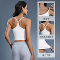 Spring/summer sexy y-back strappy bra padded yoga tank top - women's moisture-wicking, stretchy, and body-hugging yoga apparel dt038