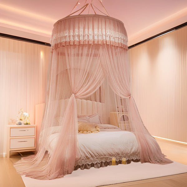 Princess wind dome mosquito net household bedroom 2025 new installation-free bed curtain yarn floor hanging net children and girls