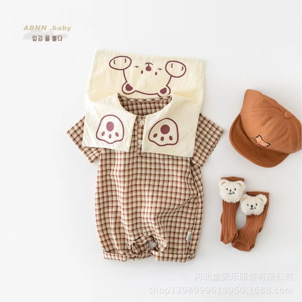 Newborn summer outing clothes baby short sleeve jumpsuit summer thin style male and female baby jumpsuit rompers