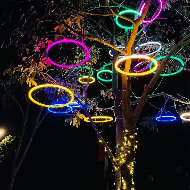 LED luminous circle hanging tree light outdoor waterproof festival Spring Festival tree lighting decorative modeling wishing ring light