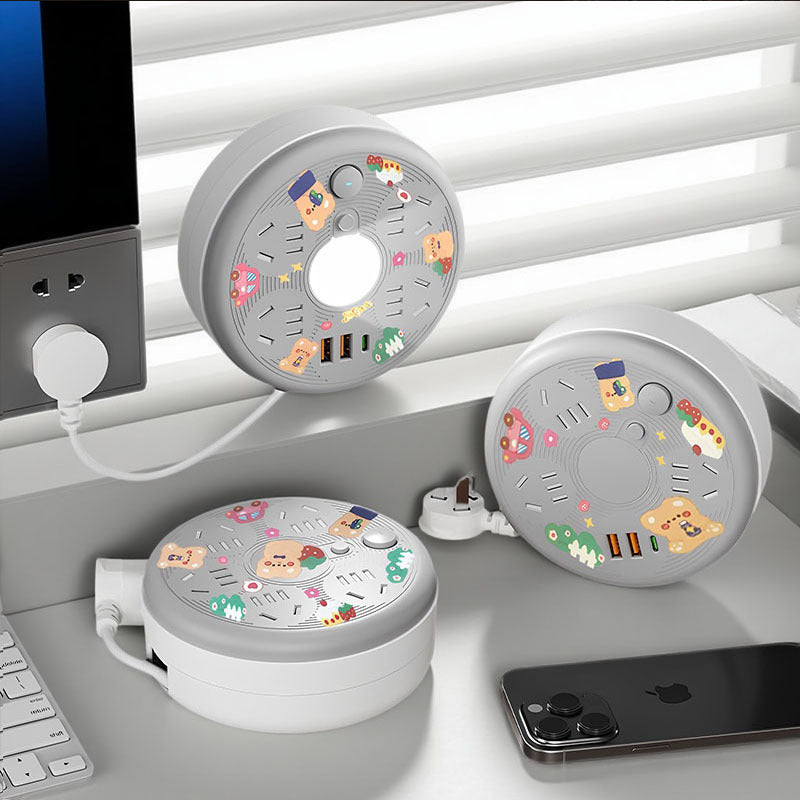 Retractable storage socket with cord, multi-function usb power strip, multi-outlet power strip, electrical plug extension cord
