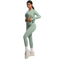 European and american style solid color seamless brushed yoga set - tight-fitting, quick-drying, butt-lifting workout running fitness three-piece set