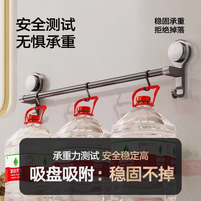 Suction cup bathroom towel rack wall-mounted punch-free storage rack bathroom towel double pole toilet storage bracket