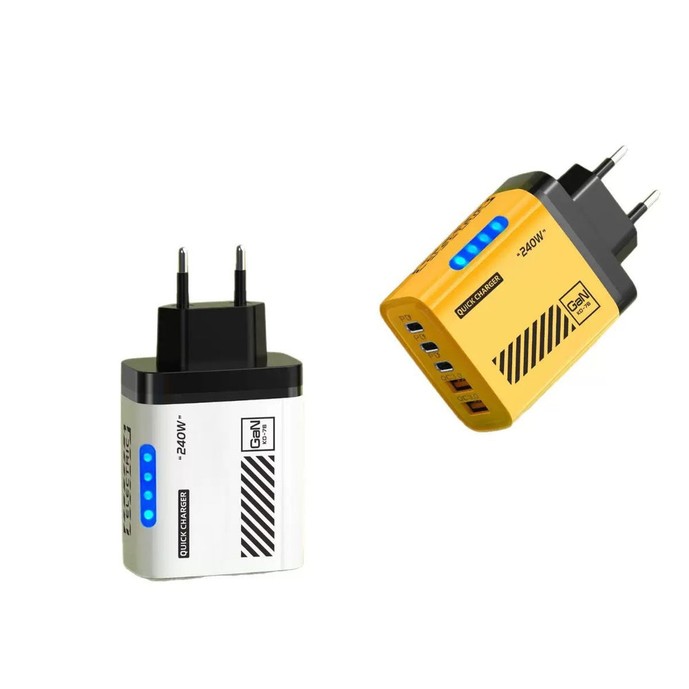 240w 3pd charger with led display + dual usb multi-port charger, us/eu plug, compatible with apple and huawei devices