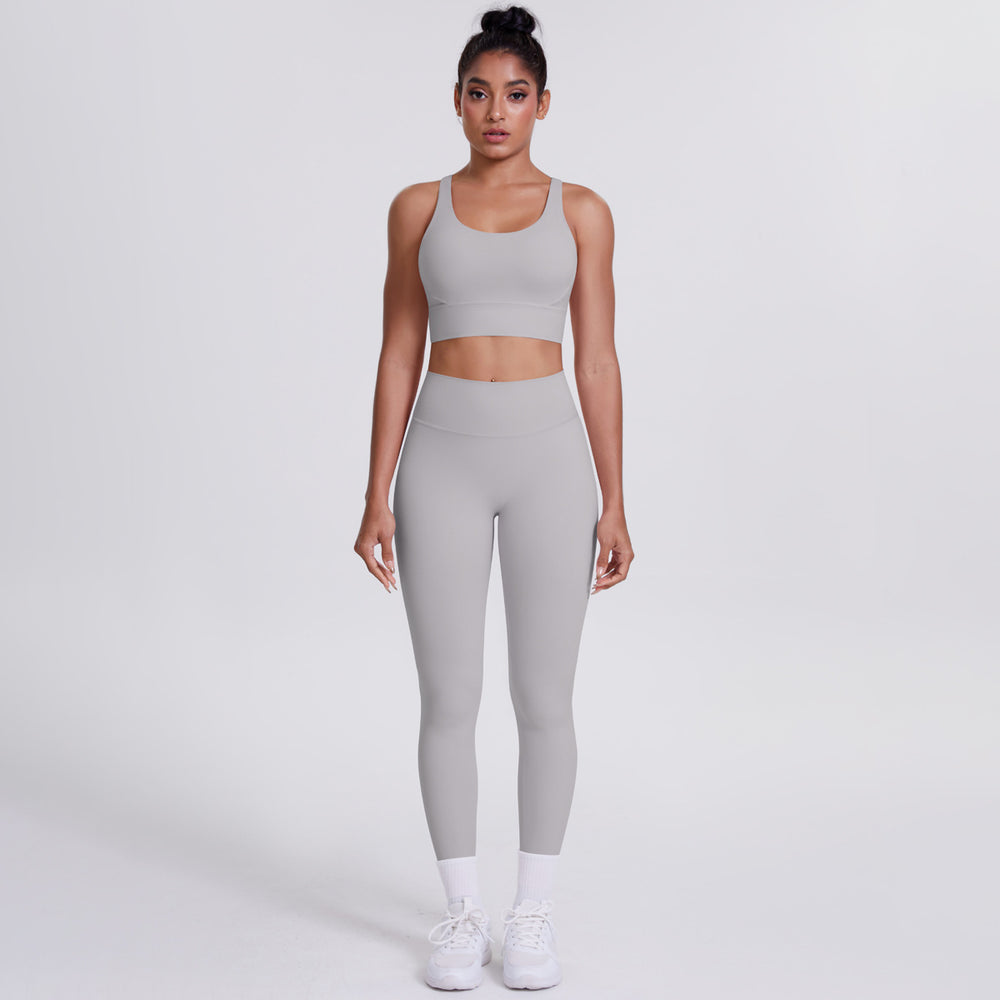new brushed tight yoga wear cross-back sports bra suit cloud-like quick-drying running fitness wear