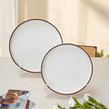 Stylish brown edge ceramic tableware western food steak rimmed round plate restaurant hotel for home high-looking ceramic plate