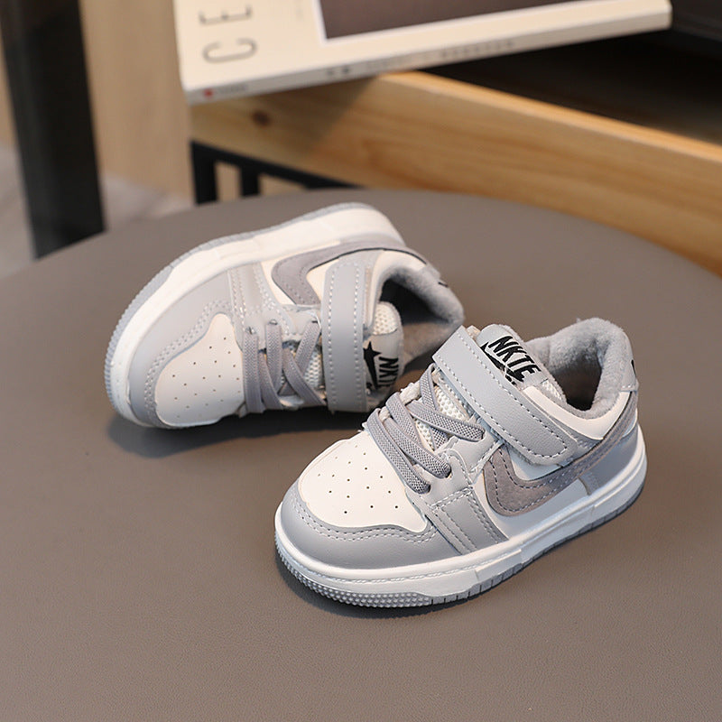 Shadow gray kids' sneakers - autumn/winter  new collection - versatile mid-top sneakers for boys and girls (lightly padded)