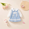 Girls' dress - spring/autumn  new collection - baby girl faux two-piece doll collar princess dress - stylish bunny dress for toddlers
