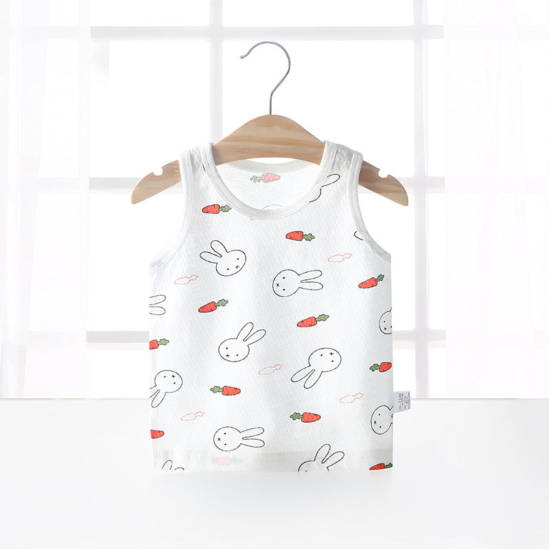 Baby vest summer strawberry ultra-thin style kids baby girl boy mesh sleeveless breathable undershirt belly protector