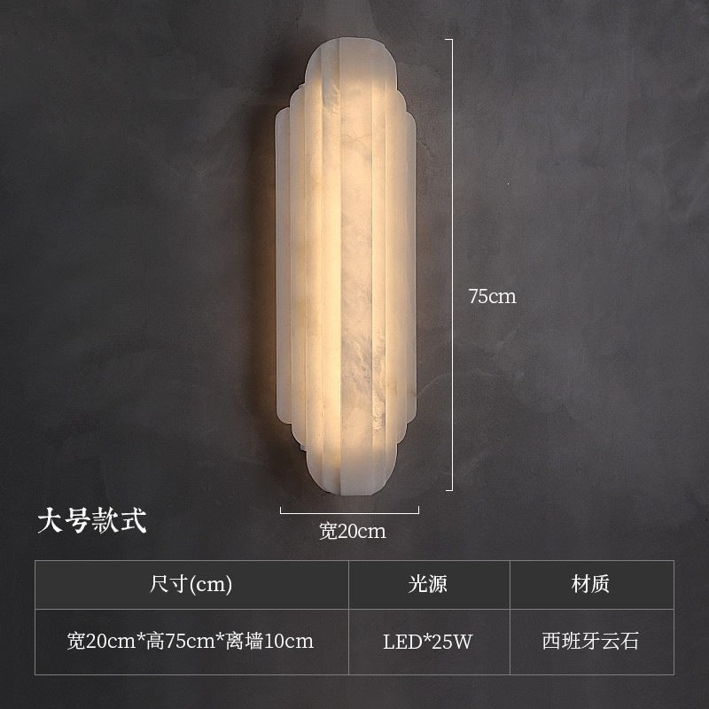 Italian light luxury spanish natural marble background wall lamp designer creative art bedside lamp marble wall sconce