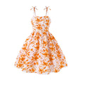 Amazon bestseller: girls' dress -  spring/summer new arrival - trendy floral print, slim fit, cinched waist, bow detail, spaghetti strap dress