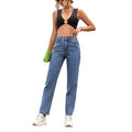 Pre-sale 20097#  cross-border women's fashion european and american retro fashion high waist denim straight pants