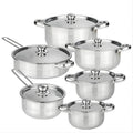 Customized 12-piece stainless steel cookware set - includes stockpots, frying pans, and stainless steel lids - wholesale cookware combo for home use