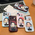Two-tone, large-window cartoon girl phone case for iphone 18 - vintage hat girl apple 17 protective cover