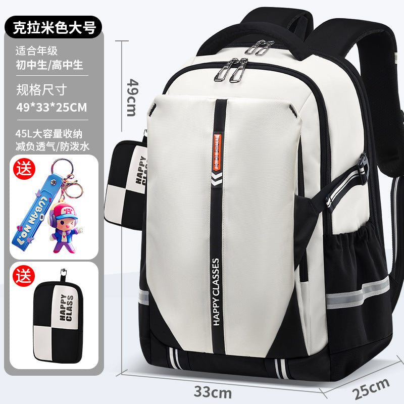 2026 new elementary and middle school boys' lightweight backpack - ergonomic, spine-supporting design for students - high school girls' large capacity, ultra-lightweight backpack