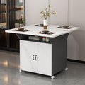 Movable foldable dining table small apartment for home rectangular foldable island table multifunctional storage storage sideboard