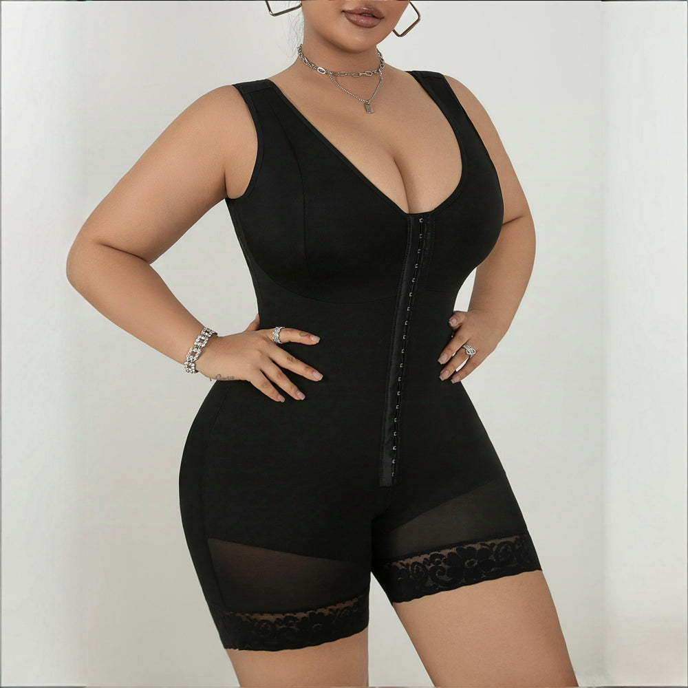 new arrival cross-border body shaping jumpsuit body shaping three-breasted zipper tummy control corset 260g hard mesh