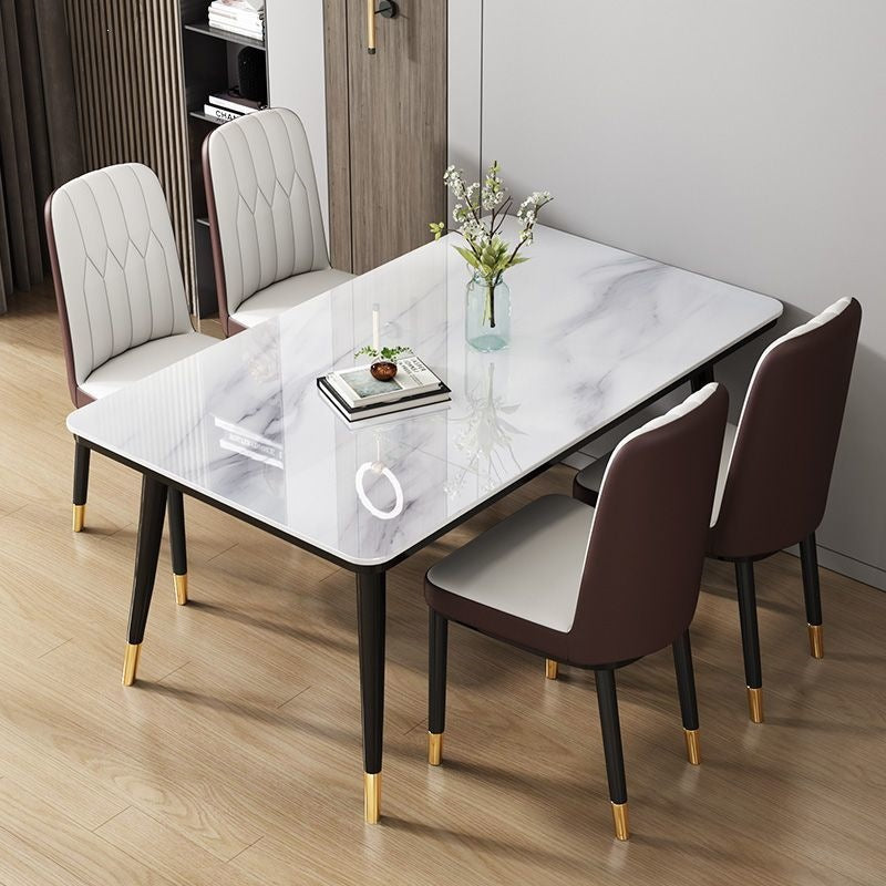 Nordic light luxury dining table and chair set, minimalist dining table for home, small apartment dining table, rectangular dining table for 4 or 6 people
