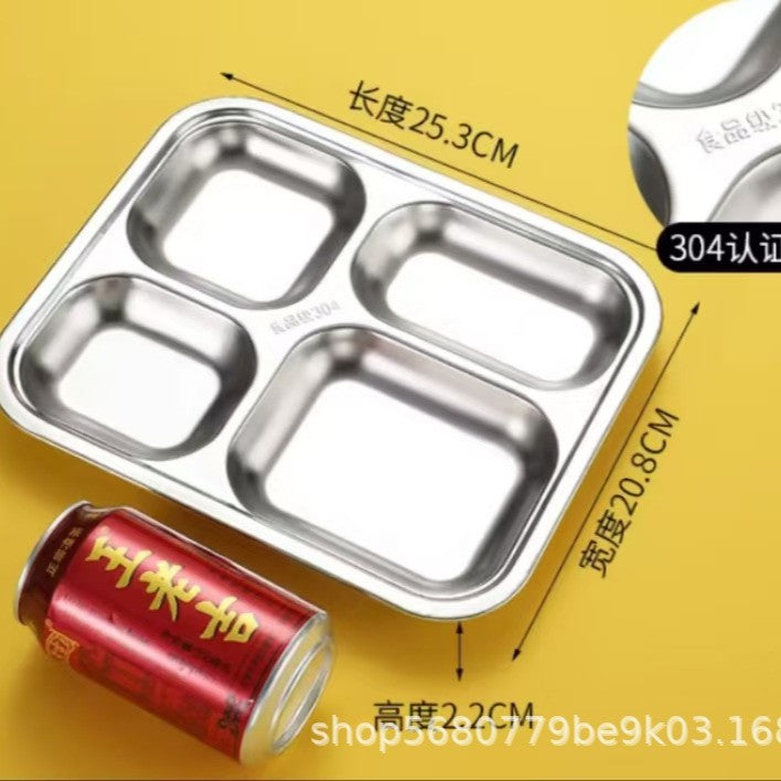 304 stainless steel lunch tray - five/six compartment, student/adult divided, thickened square meal plate/lunch box - direct from the manufacturer
