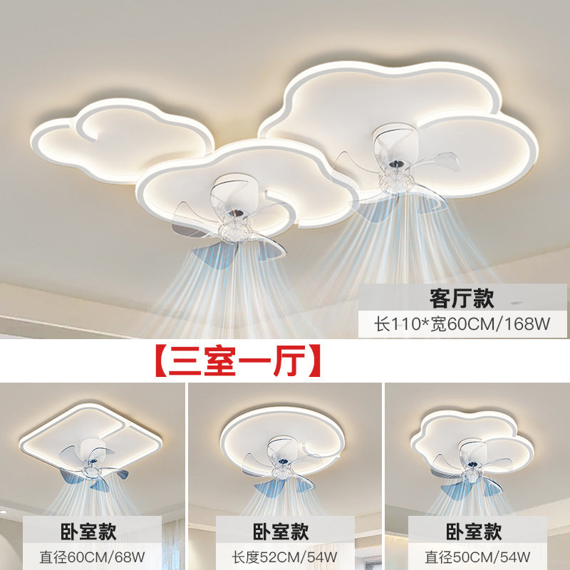 2025 new simple atmosphere living room light personalized design cloud fan ceiling light whole house combination lighting package