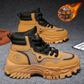 Men's winter fleece-lined thickened athletic casual snow boots - youth thick-soled dad shoes - waterproof, cold-proof, warm cotton shoes