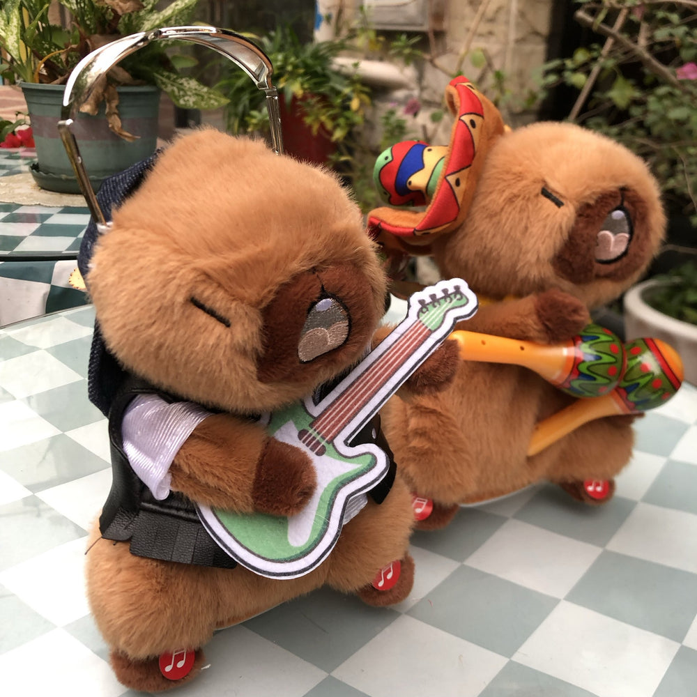 Douyin same style capibala doll swaying, singing and dancing hand rattle plush toy christmas gift wholesale
