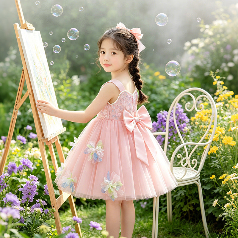 Girls' birthday dress: stunning fairy princess gown - high-end, stylish, perfect for hosts, piano performances, and stage shows