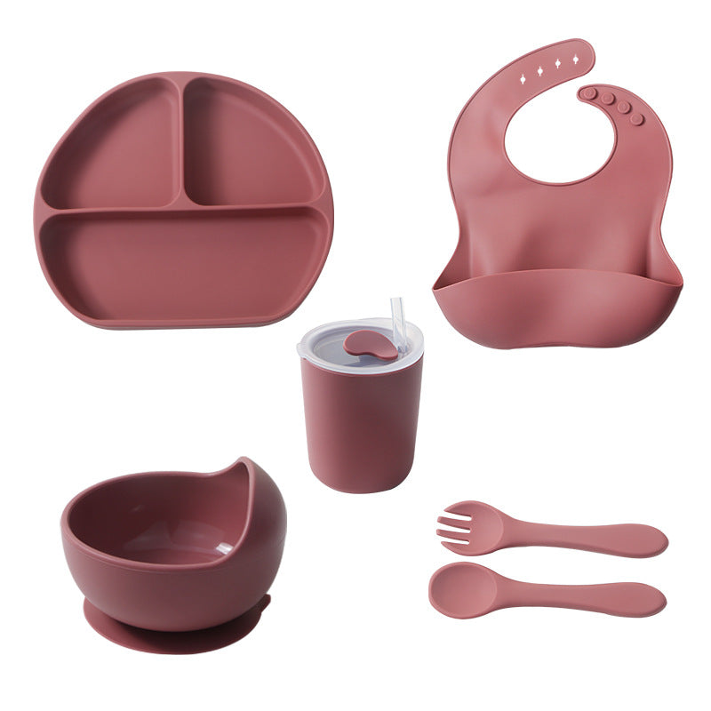 hot-selling baby dinner plate set, baby food supplement silicone dinner plate and bowl, food-grade children's feeding tableware wholesale