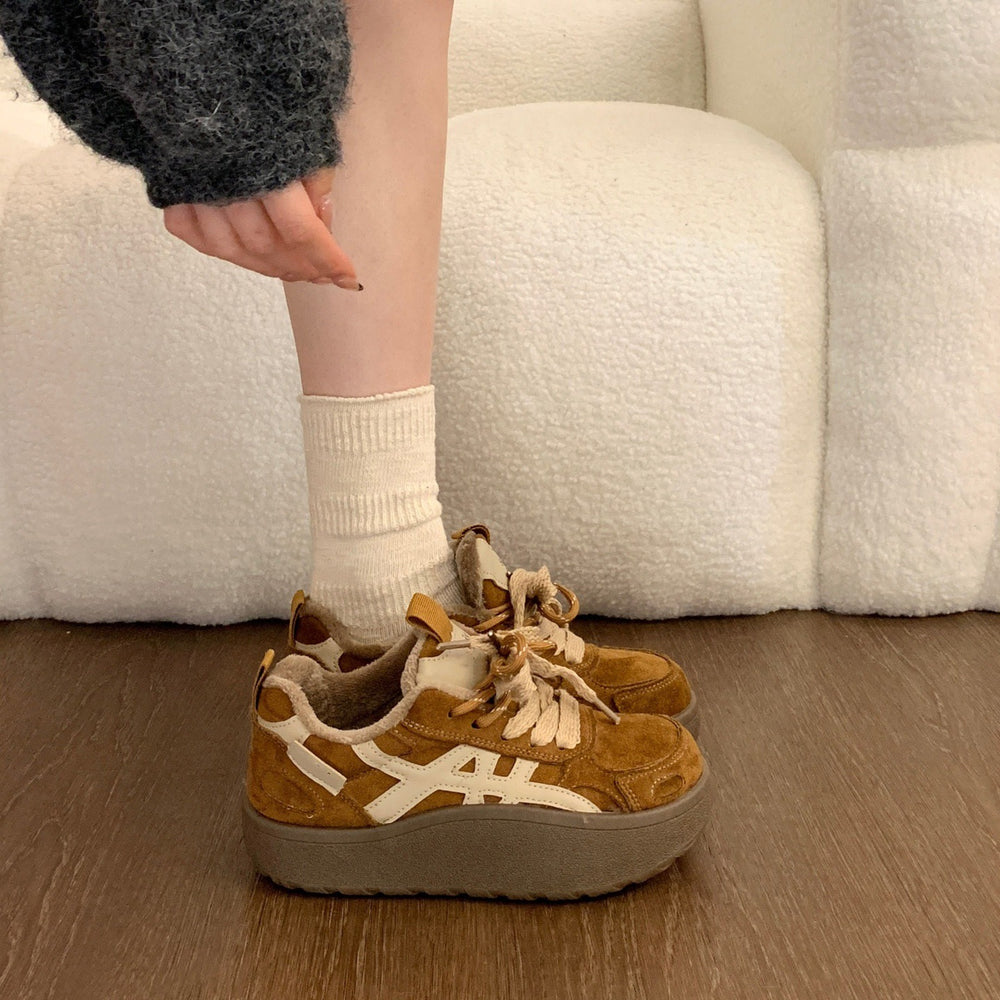 Retro lightweight athletic casual sneakers for women, 2026 new spring hot-selling german army trainers, chunky sole height-increasing lace-up flats