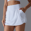 New arrival cool sun protection tennis skirt high waist tight slimming lookfake two-piece skirt women's back waist flap pocket pants sports yoga skirt
