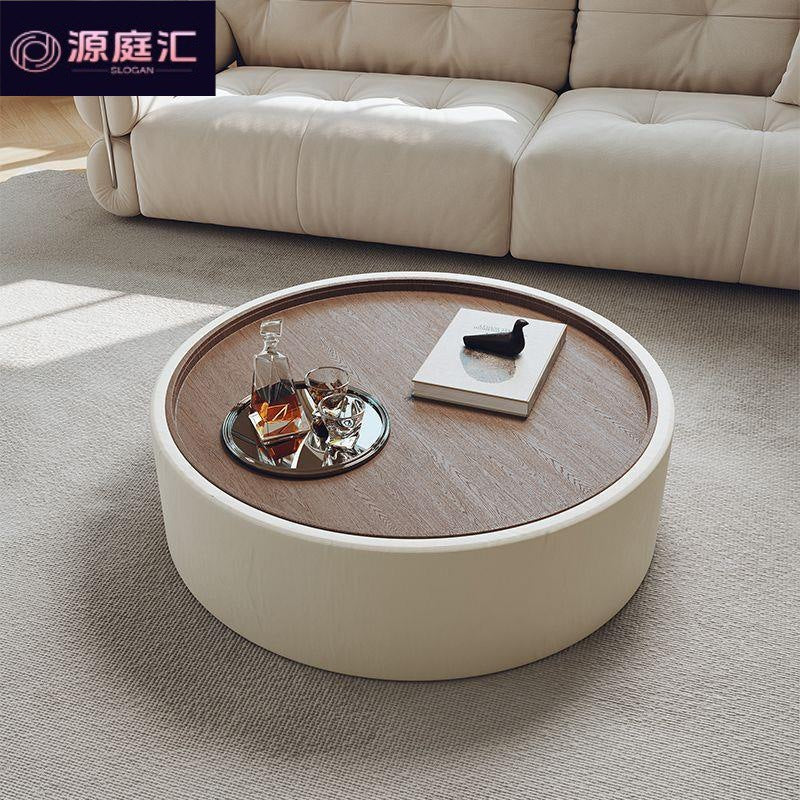 Italian round storage coffee table small apartment for home living room casual cream style retroaccessible luxury living room classy side table