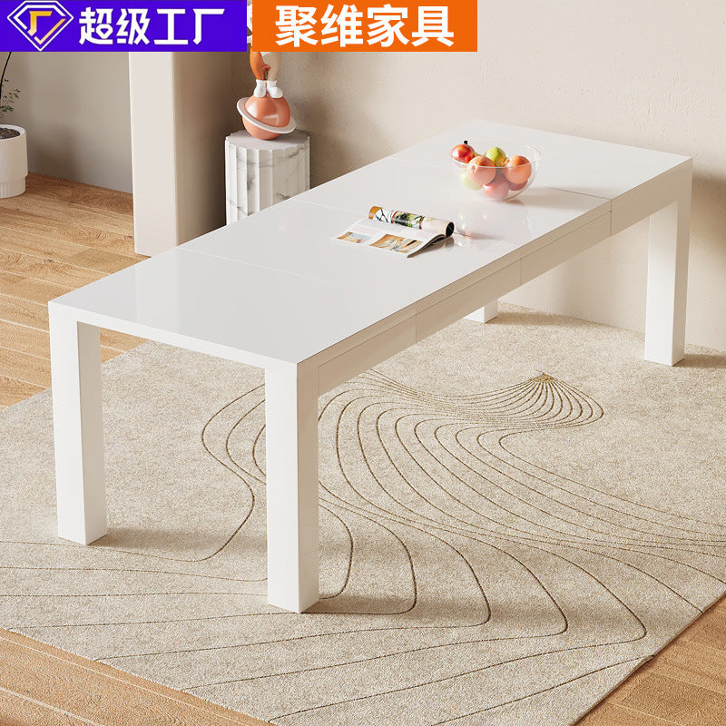 Cream style simple dining table for homewhite manufacturer personalized wholesale small apartment dining table stretchable table