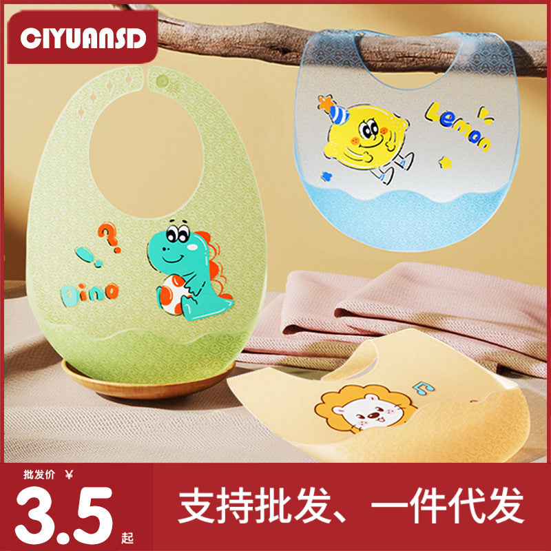 Baby eating bib silicone waterproofsoft bib kids feeding saliva bib baby food supplement bib