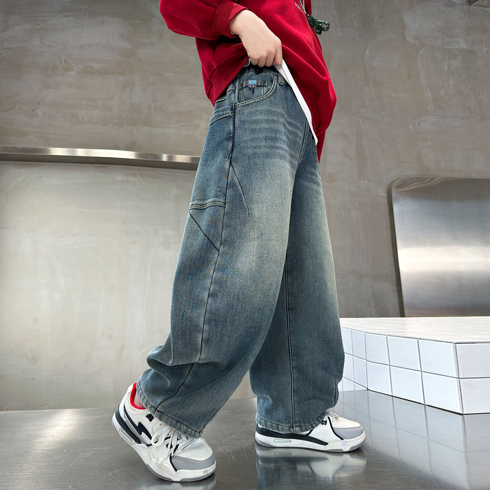 Boys' denim jeans - cool & trendy spring/autumn style ( new collection) - big kids' spring new arrival - wide leg denim - versatile & stylish