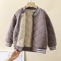 New winter quilted silk-padded baseball jacket: thickened, wearable as outerwear or inner layer, perfect for school uniforms, warm and cozy for boys and girls