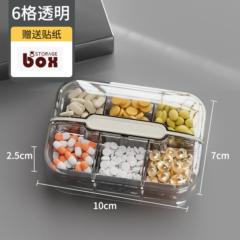 Medicine box, portable portable medicine dispensing box seven days a week, three meals a day dispenser, large-capacity tablet storage box