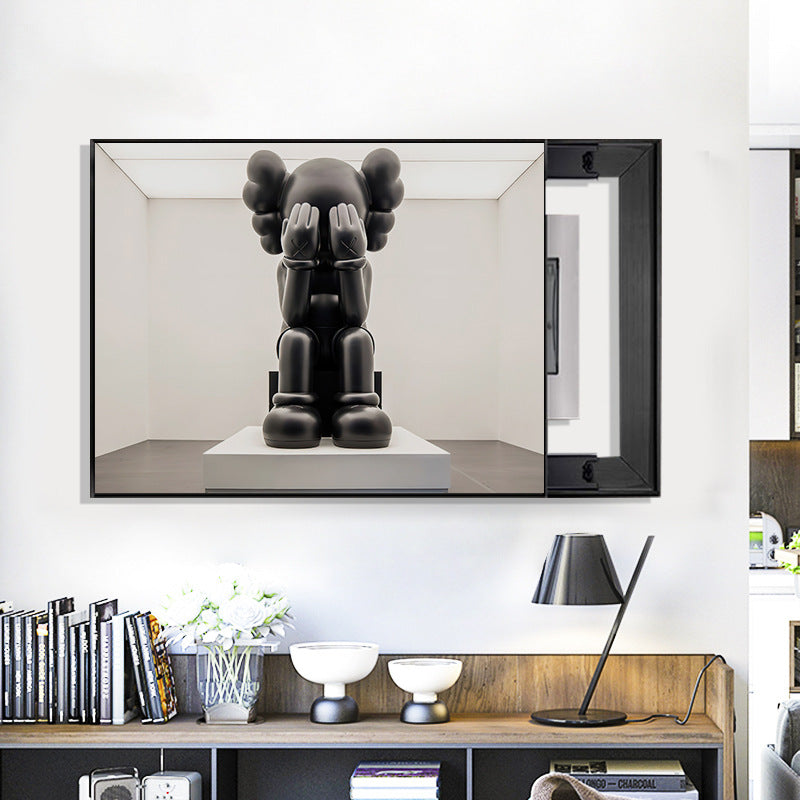 Kaws trend meter box decorative painting simple cartoon violent bear electric box blocking hanging painting switch box flip wall painting