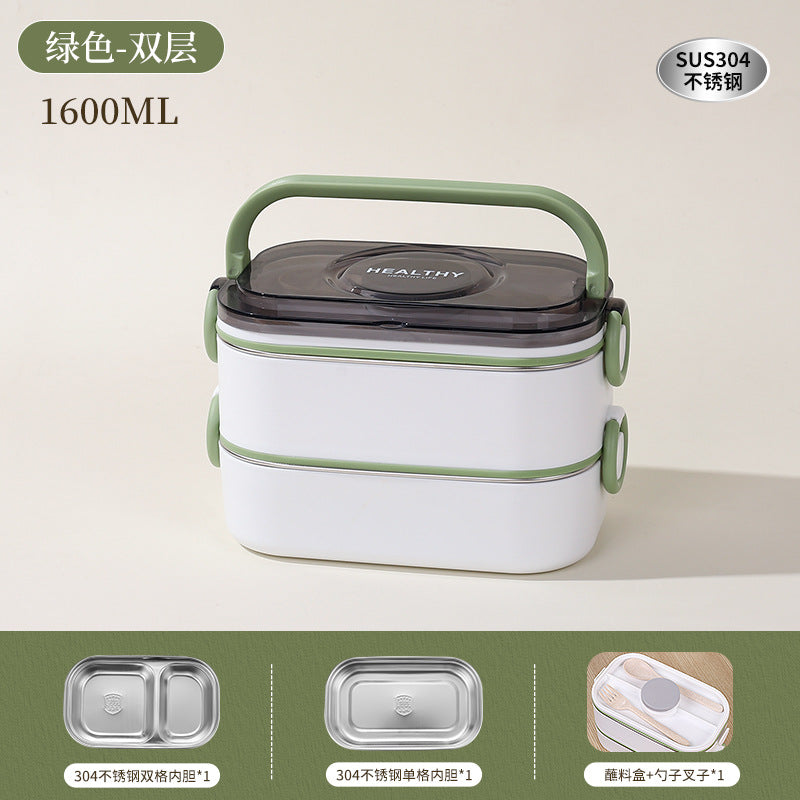 304 stainless steel multi-layer lunch box, office workers can enter the microwave oven for lunch, heat preservation lunch box, student bento box