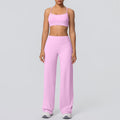 Sexy suspender back high waist hip lifting loosestraight-leg sports pants suit quick-drying running yoga fitness wear for women