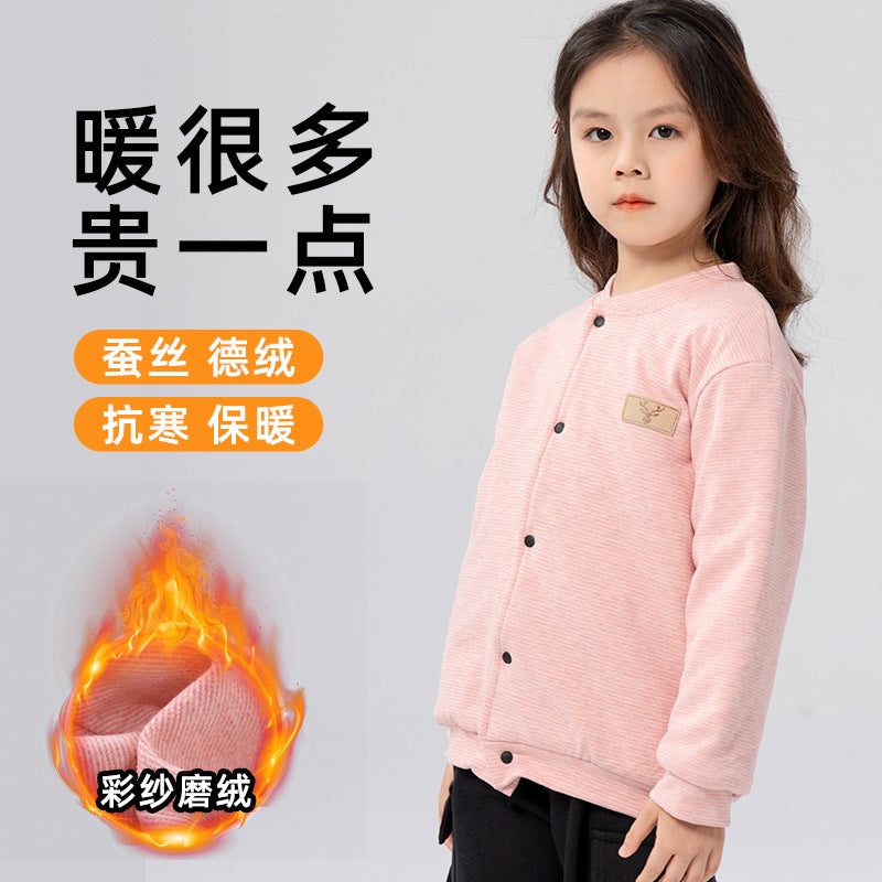 Kids boys and girls school uniform artifact silk heattechoutwear cotton pants children's fall and winterheattech adult cotton outwear